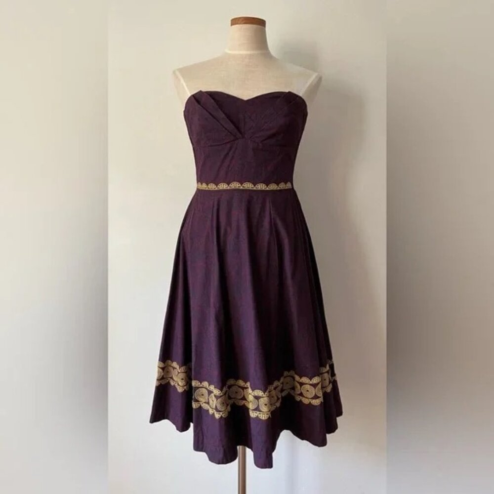 Anthropologie Girls From Savoy Aubergine Sky Dress in size 4.